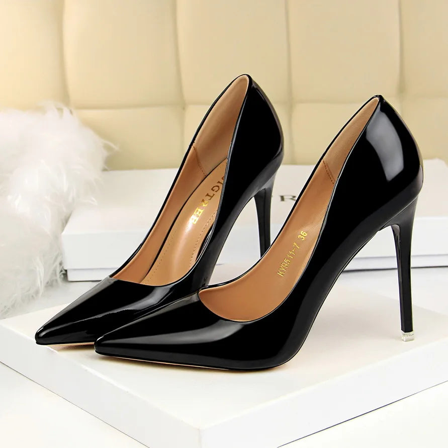 Women Mteallic Bronze Leather Pumps 7.5cm 10.5cm High Heels Lady Stiletto Middle Heels Wedding Bridal Gold Silver Event Shoes