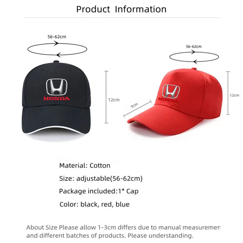 Fashion Baseball Caps Female Male Sport Cap Sun Hat For Honda Civic 10 11th Jazz City Gen Hrv Fit Accord Mugen RR Forza Vt600