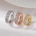 Three Row Zircon Luxury Closed Ring Finger Ring Cross Border Jewelry Gold Plated Copper Elegant Ring for Women Fashionable Ge...