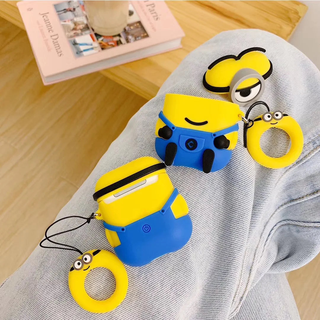 For Airpods 1 2 3 4 Pro 2 Case Cute Cartoon M-Minions Silicone Earphone Case Accessories Cover airpods pro3