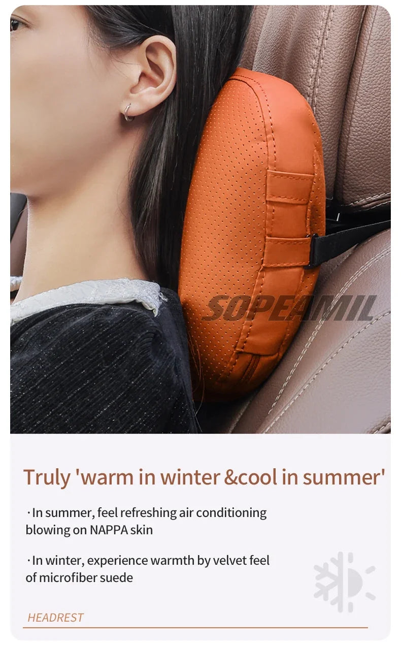 Car Suede Leather Headrest Seat Waist Cushion Pillow Jeep Patriot Commander Renegade Compass Grand Cherokee Wrangler Gladiator