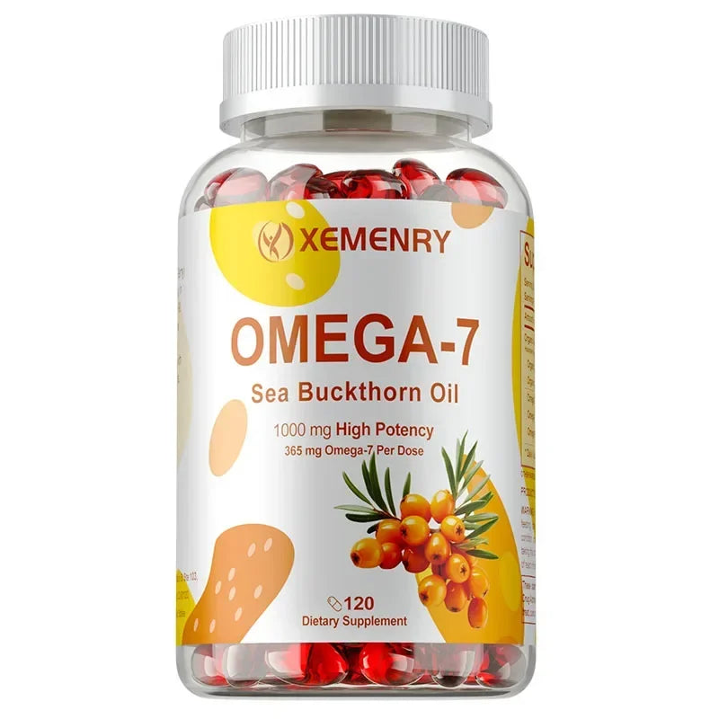 OMEGA-7 Sea Buckthorn Oil Supplements - Antioxidant, Supports Skin, Hair and Nail Health, Improves Digestion, Boosts ImmunitySup