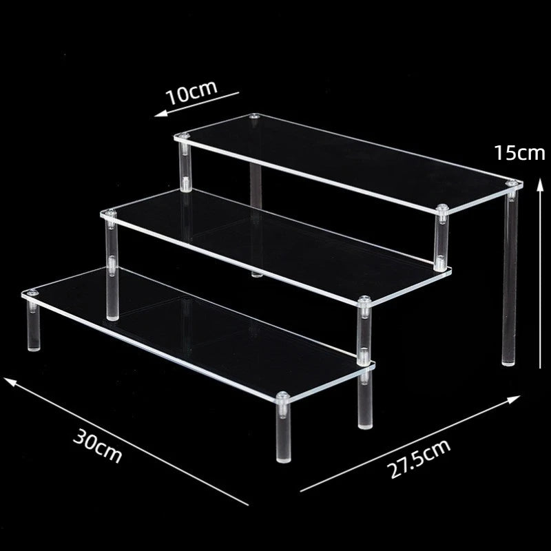 1-5 Tier Acrylic Display Stand Clear Display Riser Rack for Cupcake Perfume Doll Décor Organizer Amiibo Funko POP Figures DC05