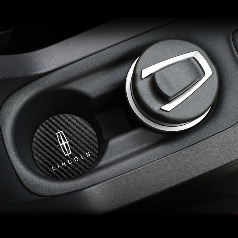Leather Car Coaster Anti-Slip Water Cup Slot Pad For Lincoln Navigator Continental Nautilus Aviator MKZ MKX MKC MKT MKS Corsair