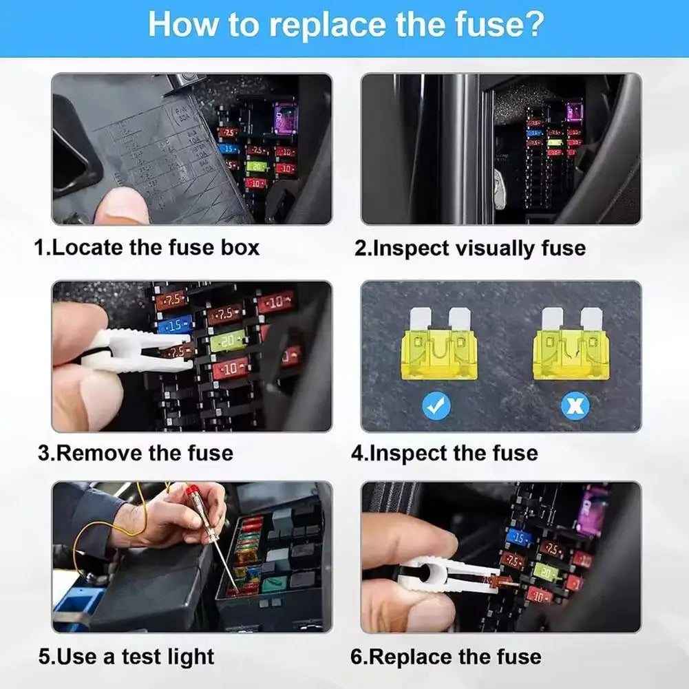 60/100/180PCS Car Fuses Kit Small-sized Fuses And A Fuse Extractor Automobile Plug-in Fuse Vehicle Wire Safety Tools 2-40A