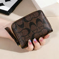 Women's minimalist short wallet with zipper wrapped around clutch wallet, fashionable zipper wrapped around coin wallet