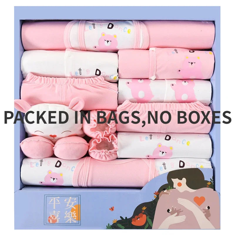 Newborn 18pcs/Set Clothes Soft Cotton Cartoon Clothing Set Spring Autumn Baby Boys Girls New Born Hat Bib Suits 0-6Months Babies