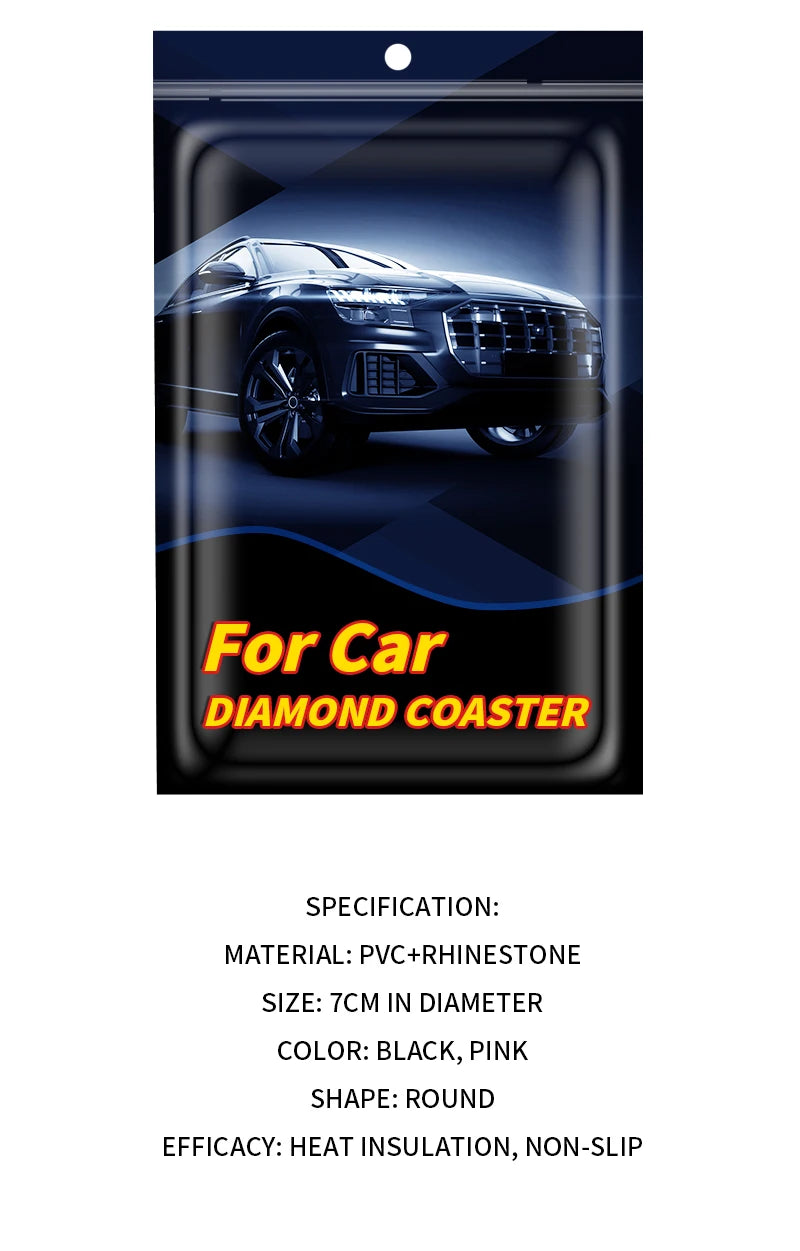 Car Non-slip Water Cup Pad Diamond Rhinestone Bling Decoration For Cadillac Escalade GT4 XT4 ATS XT5 CTS XTS RS Accessories