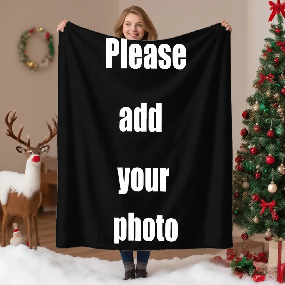 Custom Photo Blanket Personalized Christmas Gift With Your Picture Soft Fleece Throw Cozy Home Decor For Family And Friends
