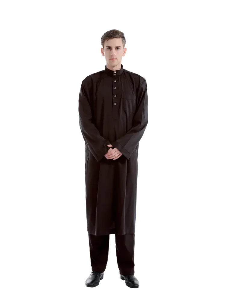 Muslim Robe Arab Men Thobe Ramadan Costumes Solid Arabic Pakistan Saudi Arabia Eid Turkey Abaya Male National Islamic Clothing