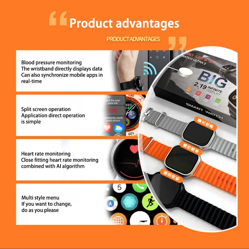 OPPO T900 Ultra Smart Watch Men 49mm Series 9 AMOLED Screen NFC Compass Waterproof For Apple Watch IWO Ultra 9 Wholesale NEW