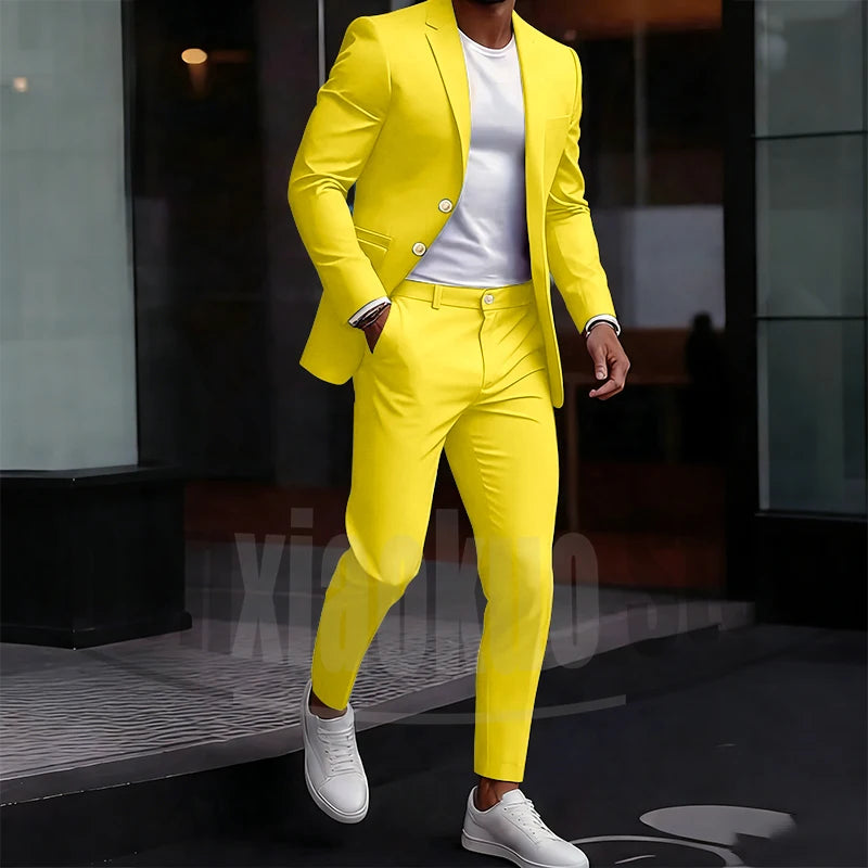 Men's Light Green Suit Set Single Breasted Casual Stylish Wear for Daily Party Fashion Solid Color Formal Male Suit 2 Piece