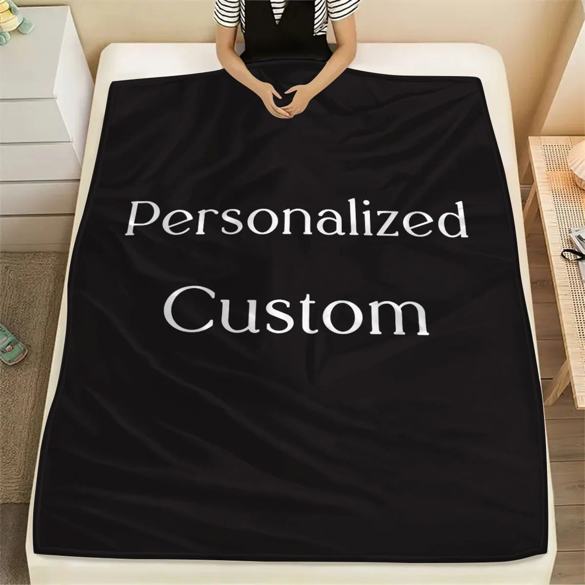 1pc Custom Digital Flannel Fleece Blanket, Personalized With Various Images, Gift For Girls, Boys, Adults, Travel - Warm Throw
