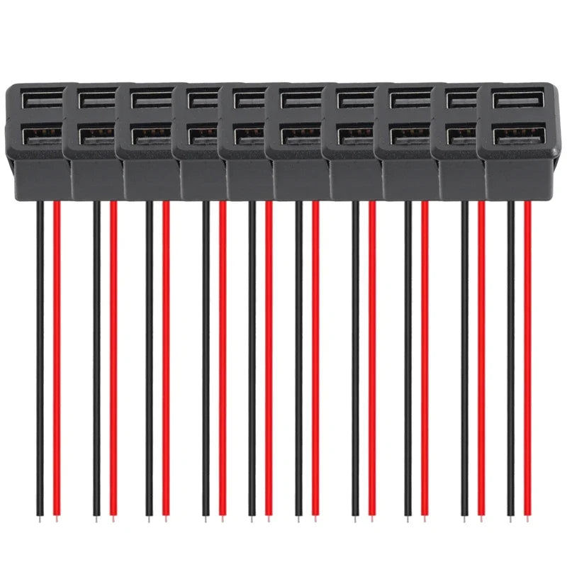 Black Double Layer Usb Female Type-C Socket Car Accessories 1-10pcs Usb Lamp Charging Female Power Socket with Cable Connector