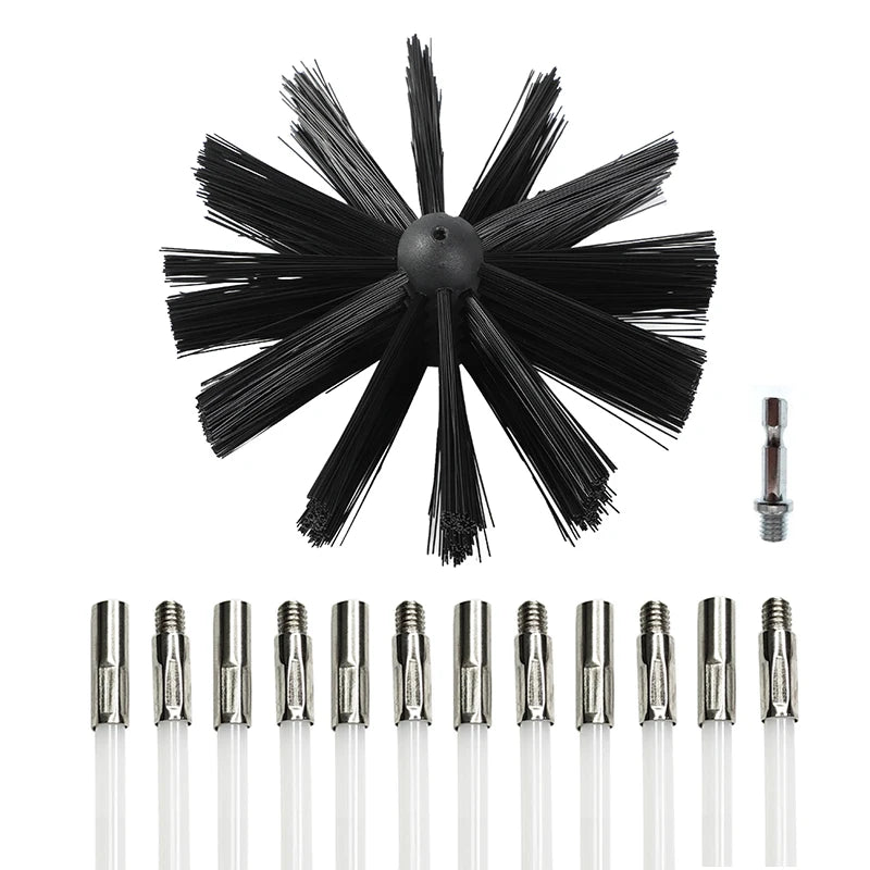 Flexible Chimney Cleaning Brush Extendable Flexible Dryer Vent Cleaner Soft Bristle Effective Air Duct Cleaning Tool