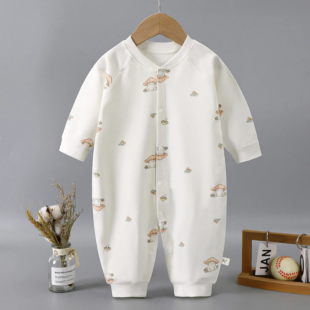 Baby Autumn Clothes Long Sleeved Spring and Autumn Jumpsuit, Pure Cotton Baby Climbing Clothes Boneless Single Breasted Hoodie