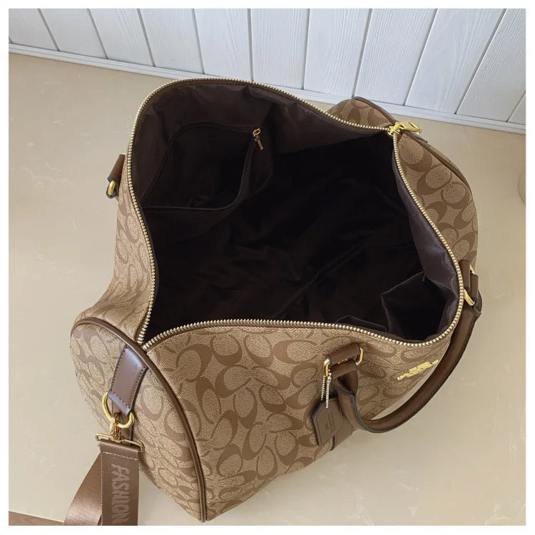 Weekend Getaway Large Duffle Travel Bag, Monogram Canvas Carry On Bag for Business Trip Gym Overnight