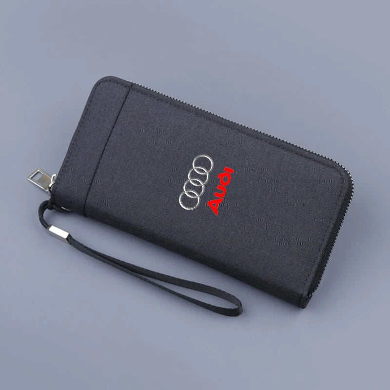 1PC Car Logo Coin Purse Wallet Credit ID Card Bag Coin Purse For Audi RS B7 B8 B9 A3 8P 8V A4 A6 C6 C5 Q2 Q3 Q5 Q7 Q8 TT RS3 RS4