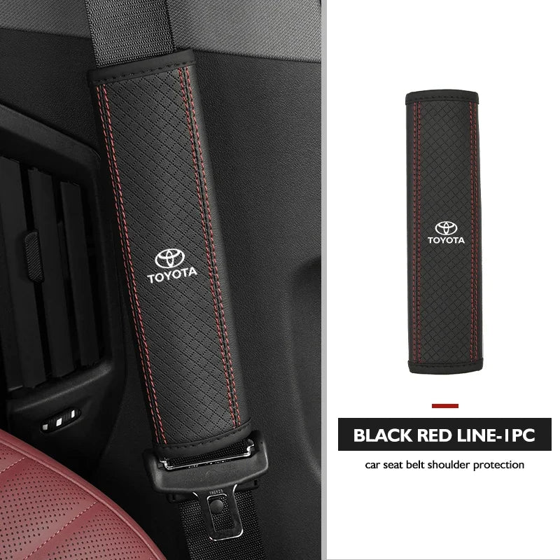 Leather Car Seat Belt Protector Pad Shoulder Strap Cover For Toyota Corolla Prius Auris CHR Land Cruiser Camry Avalon