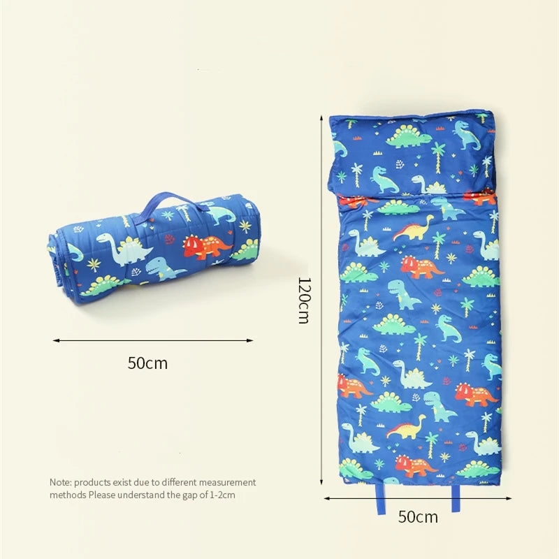 Toddler Nap Mat for Daycare Preschool: Kids Sleeping Bag with Pillow and Blanket Kindergarten Prek Naptime Slumber Bag Roll Up