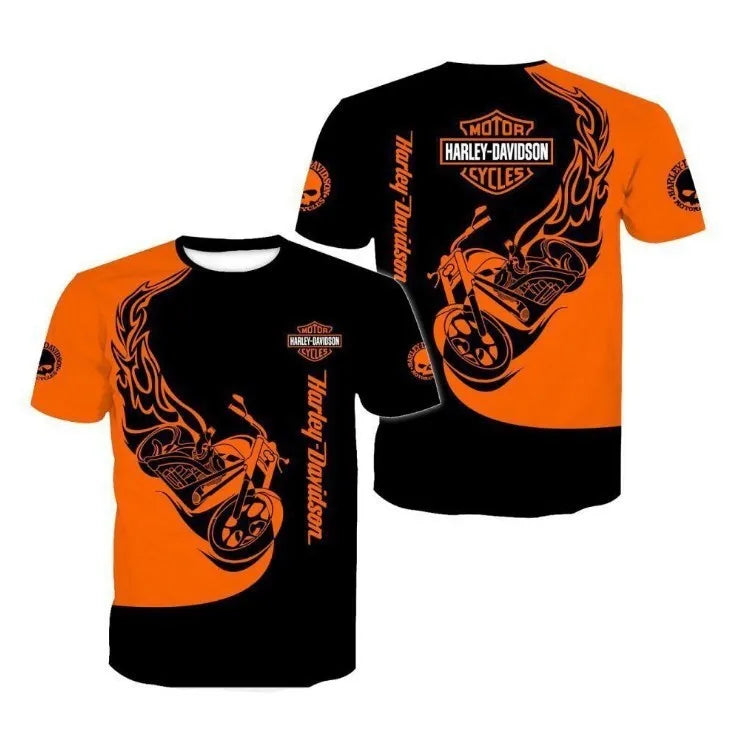 For Harley Davidson European and American Trend Street Motorcycle Tough Man Motorcycle Cotton Printed Short Sleeve High Quality