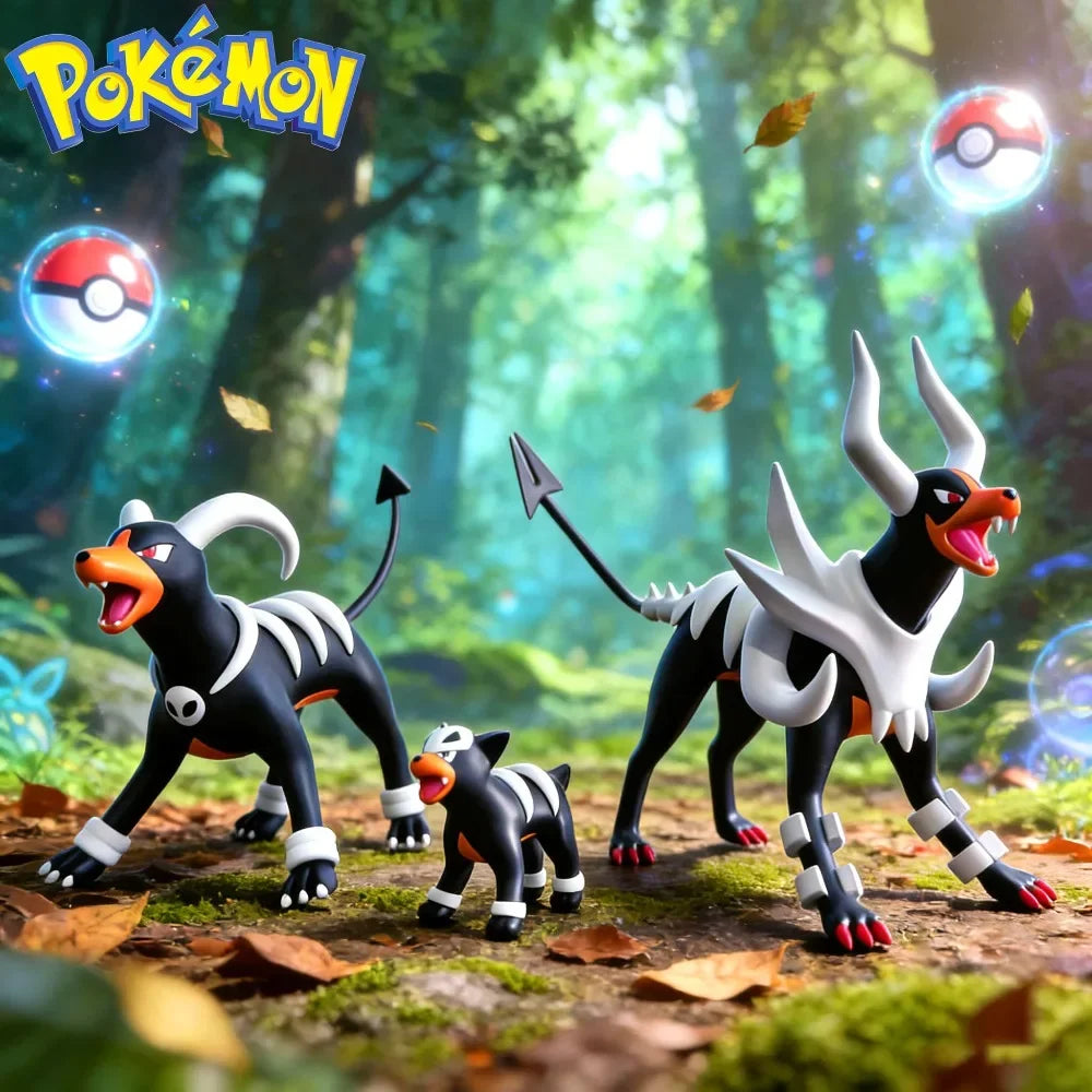 3pcs/set Anime Pokemon Figure Houndoom Figures Houndour Action Figures Pvc Collection Model Toys  Gifts