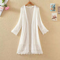 2025 New Fashion Spring Summer Women Lace Cardigan Blouses Sun Protection Clothings Lady Midi-long Beach Shirts Outwear WZ2455