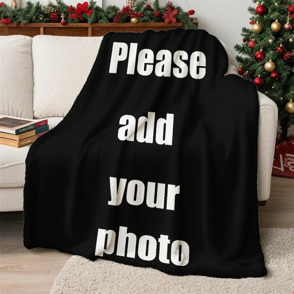Custom Photo Blanket Personalized Christmas Gift With Your Picture Soft Fleece Throw Cozy Home Decor For Family And Friends