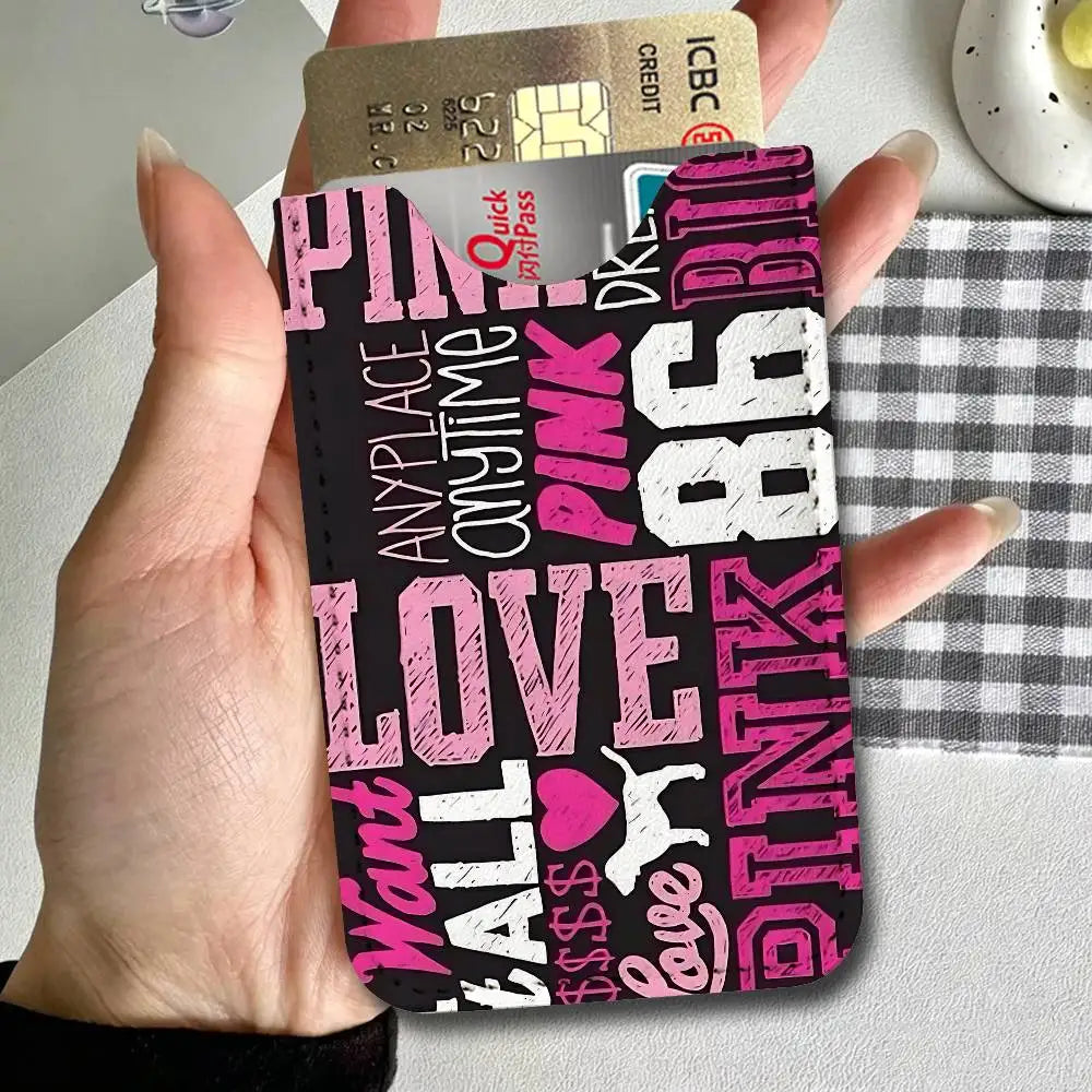 Classic Logo V-VictoriaS S-Secret Leather Card Wallet Soft Lightweight Portable Credit ID Card Holder Daily Commute Card Case