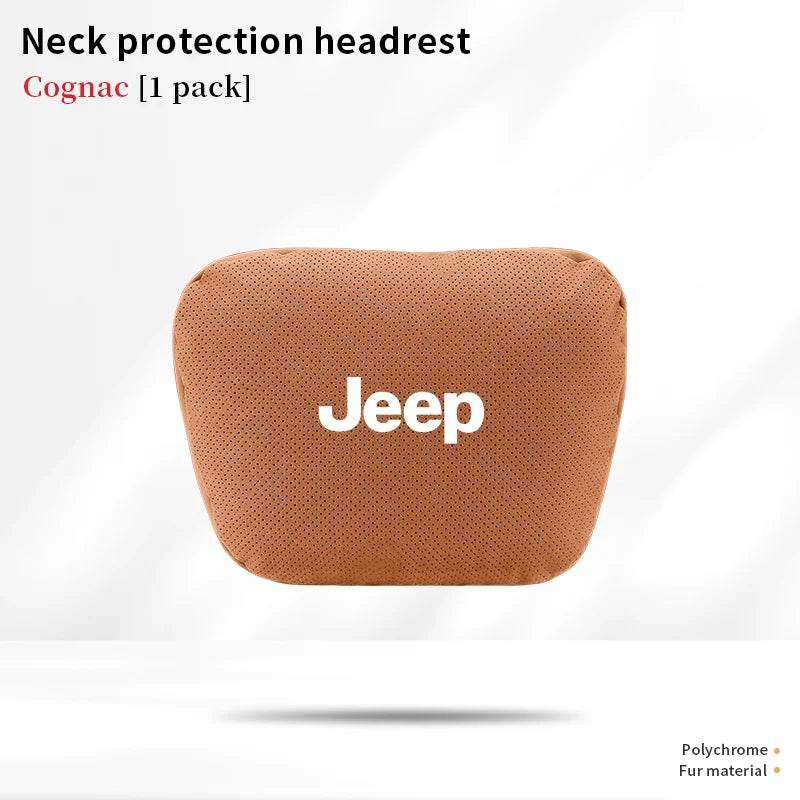 Car Suede Ventilate Headrest Seat Waist Cushion Pillow Jeep Wrangler Grand Cherokee Renegade Compass Gladiator Patriot Commander