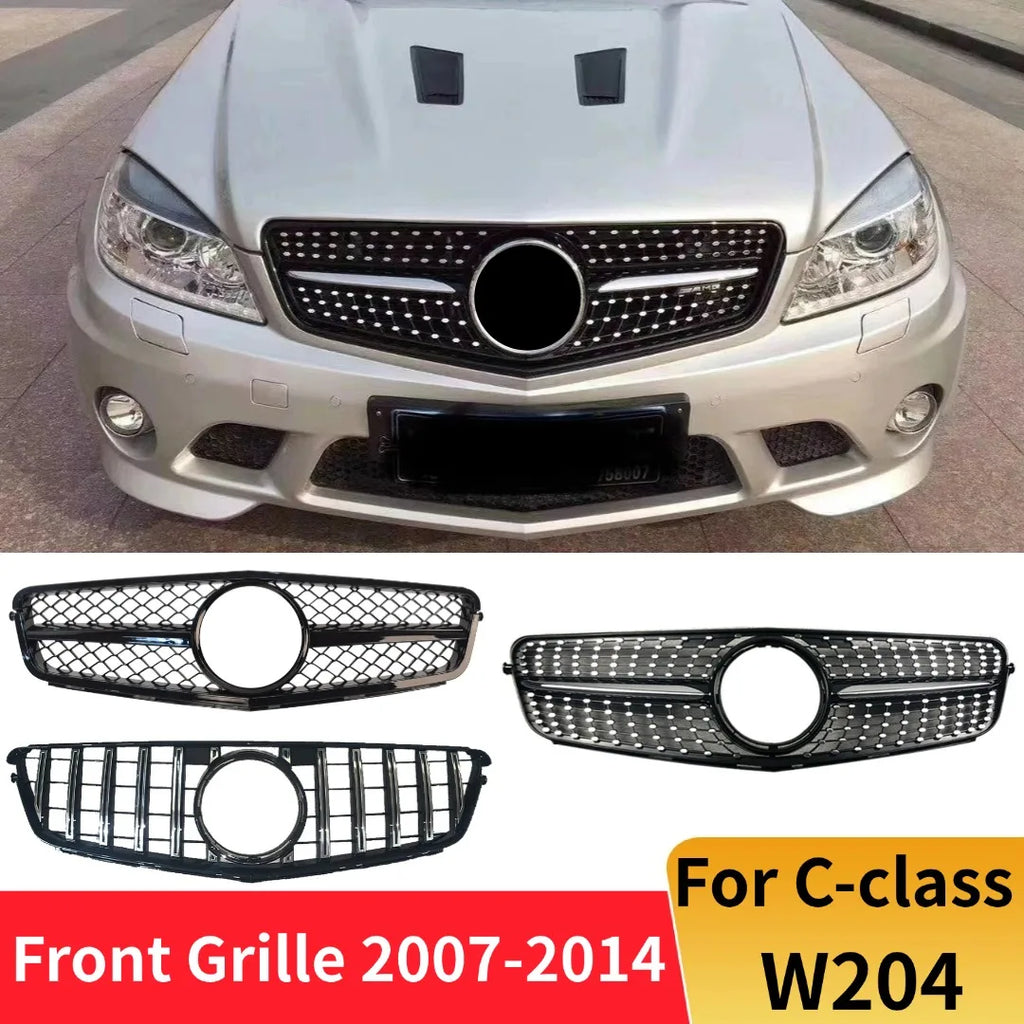 Front Bumper Grille Grill Tuning Accessories For Mercedes Benz C class W204 2007-2014 C180 C200 C250 C300 AMG GT Diamond Style