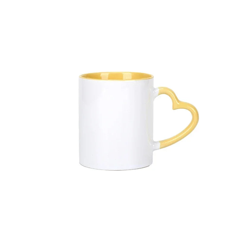 Customize white Ceramic coffee cup Creative customize logo Mug white Pnik handle Ceramic cups Print Pictures logo text mugs