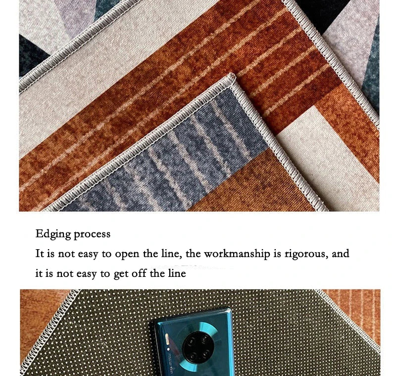 Orange Geometric Carpet for Living Room Modern Luxury Decoration Home Rugs for Bedroom Big Size Non-slip Easy Cleaning Floor Mat