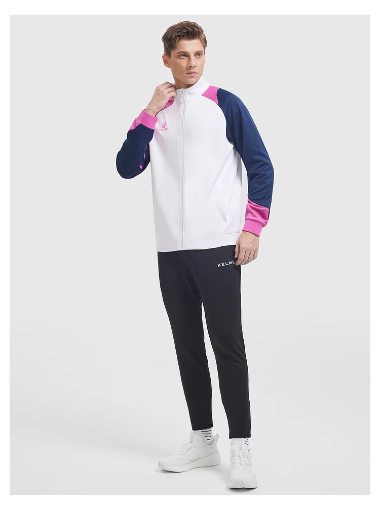 KELME Men's Running Jacket Football Sport Training Coat Windproof Fitness Jogging Sportwear Warm Lamb Woll Jackets 8361WT1064