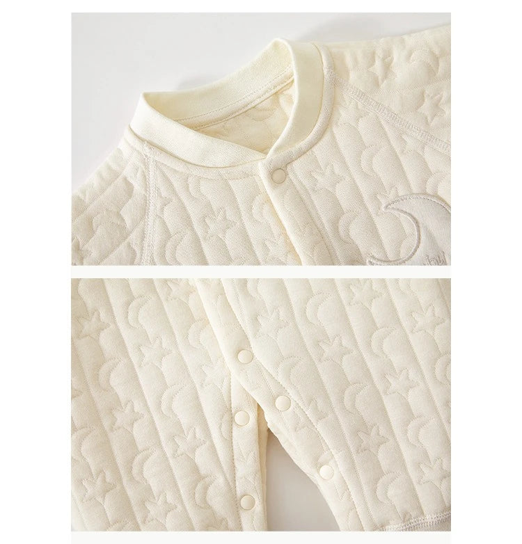 AYNIGIELL Baby Jumpsuit Autumn and Winter Pure Cotton Warm Newborn Inner Clothes for Boys and Girls Baby Pajamas 0-18 Moths