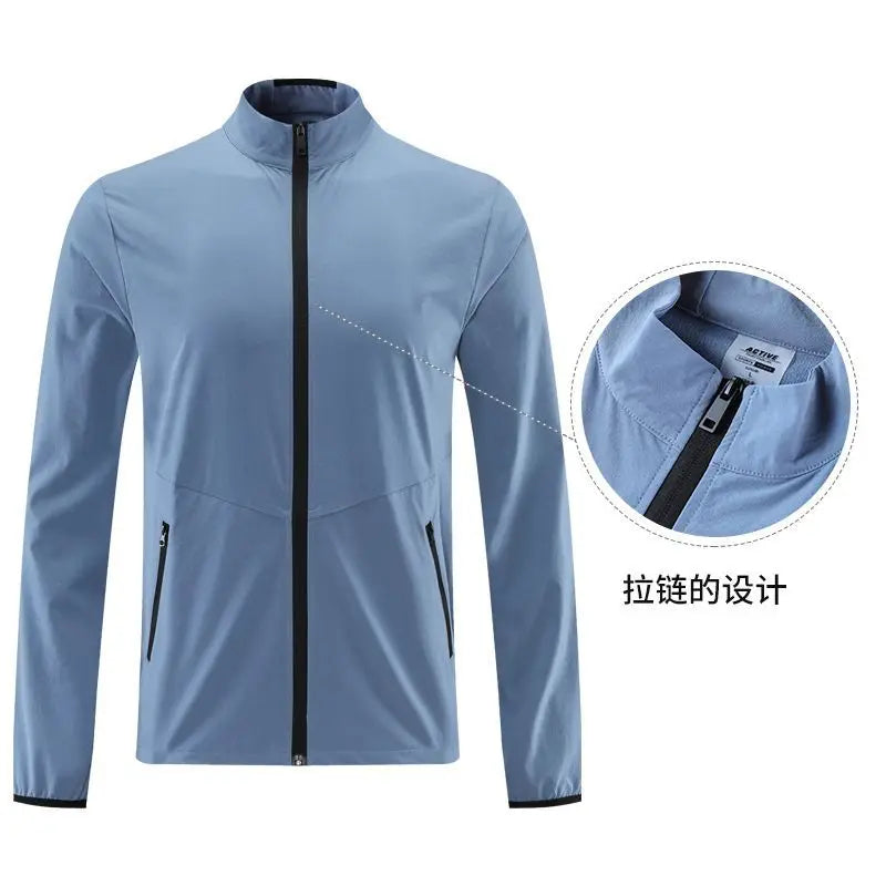 Autumn and winter outdoor sports casual running jacket men's casual breathable zipper stand-up collar quick-drying fitness