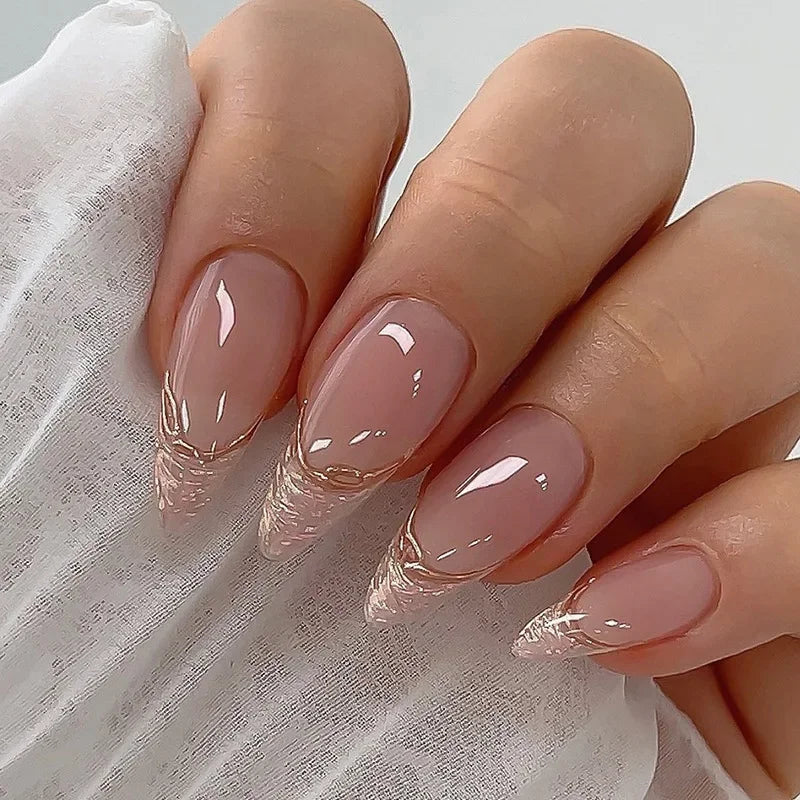 24Pcs/Set Sweet Love Fake Nail with Gradient French Press on Nails Reusable Short Full Cover Nail Tips for Women Wholesale