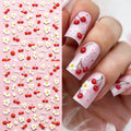 2pcs 5D Elegant Cherry Fruit Nail Stickers Kawaii Spring White Flowers Self-Adhesive Nail Decals DIY Wedding Season Nail Decor