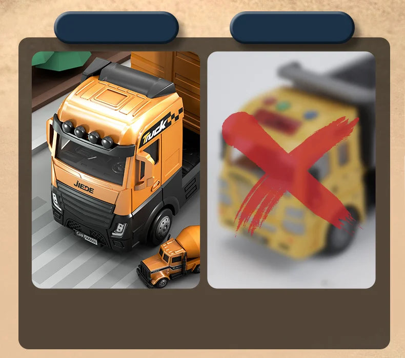 Alloy Construction Trucks Vehicle Toys for Kids Sounds Lights Effects Take Apart Container Crane,Excavator Trucks,Cement Mixer
