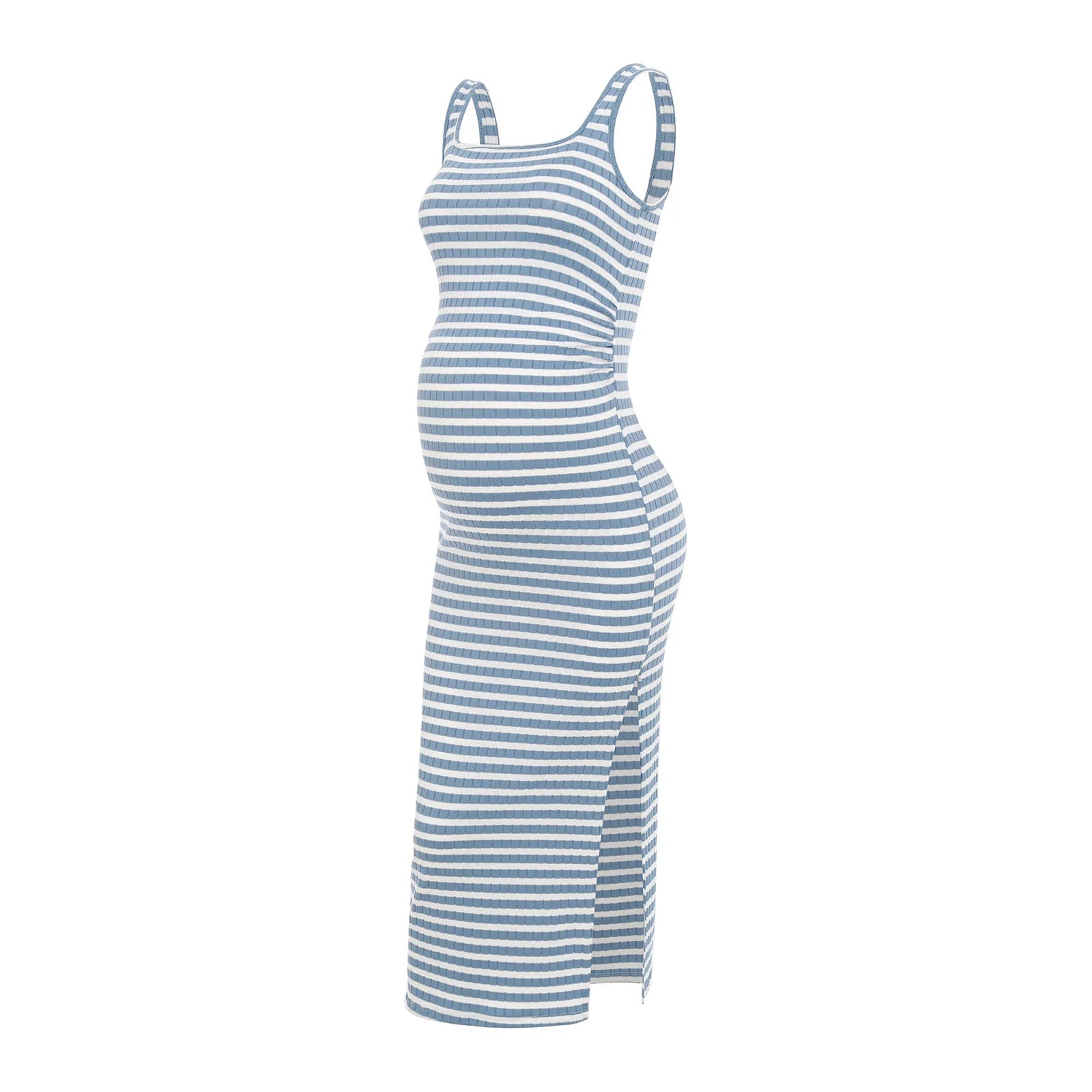 Elegant Maternity Knitted Dress Solid Color Short Sleeve Split Dresses Pregnancy Women Clothes Wedding Party Casual Daily Wear