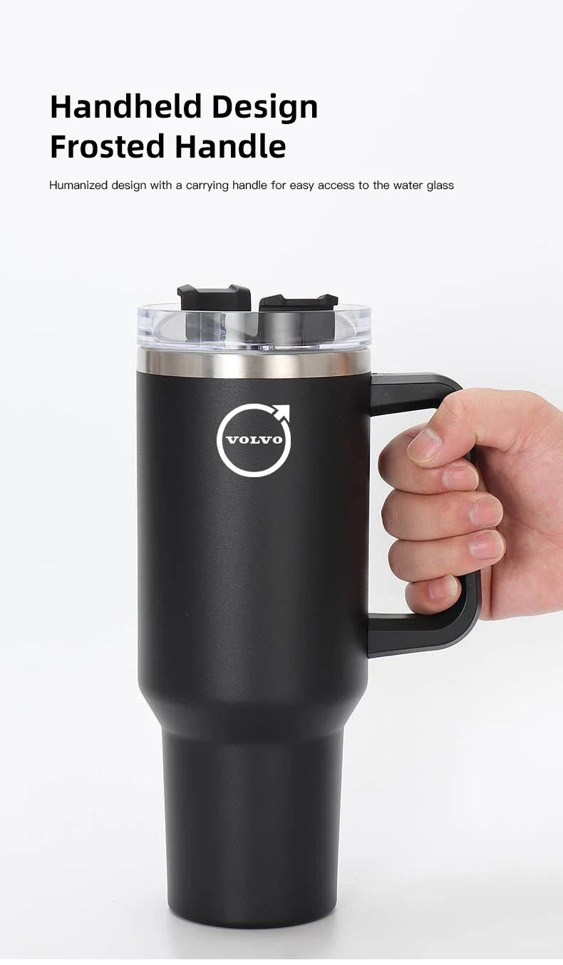 Car Logo Thermos Cup High Quality Insulated Thermos Double Wall Thermal Iced Travel Cup For Volvo V50 S60 S90 S80L EX30 V40 XC90