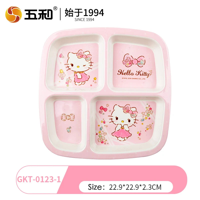 For Hello Kitty Children Tableware Cartoon Irregular-shaped Bowls Anti-scald Dining Plates BPA Free Baby Food Supplement Bowls