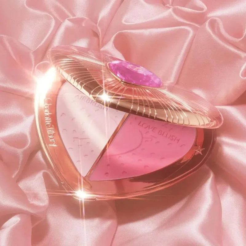 Charlotte Tilbury Shimmer Makeup Air Cushion Lightweight Moisture Oil Control Two Color Heart Shape Powder Blusher Unique Design