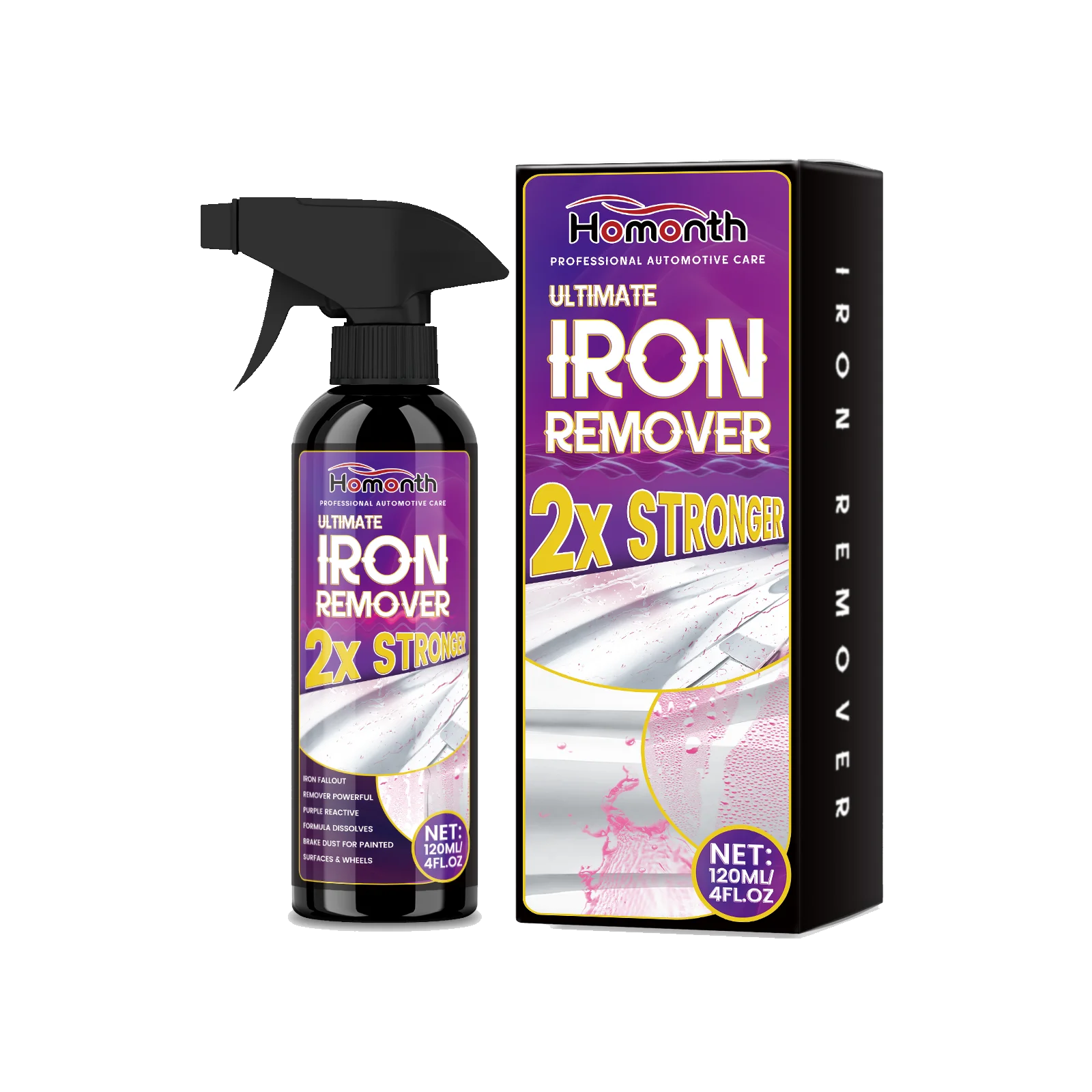 Large Capacity Powerful Car Rust Remover Spray - Exhaust/Wheel Care, Metal Powder Remover.