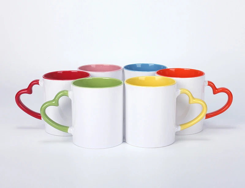 Customize white Ceramic coffee cup Creative customize logo Mug white Pnik handle Ceramic cups Print Pictures logo text mugs