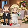 Just Perfect Wedding Dress And Suit For Bride And Groom Customizable Round Head 2 People Custom Brick Figures Wedding Character
