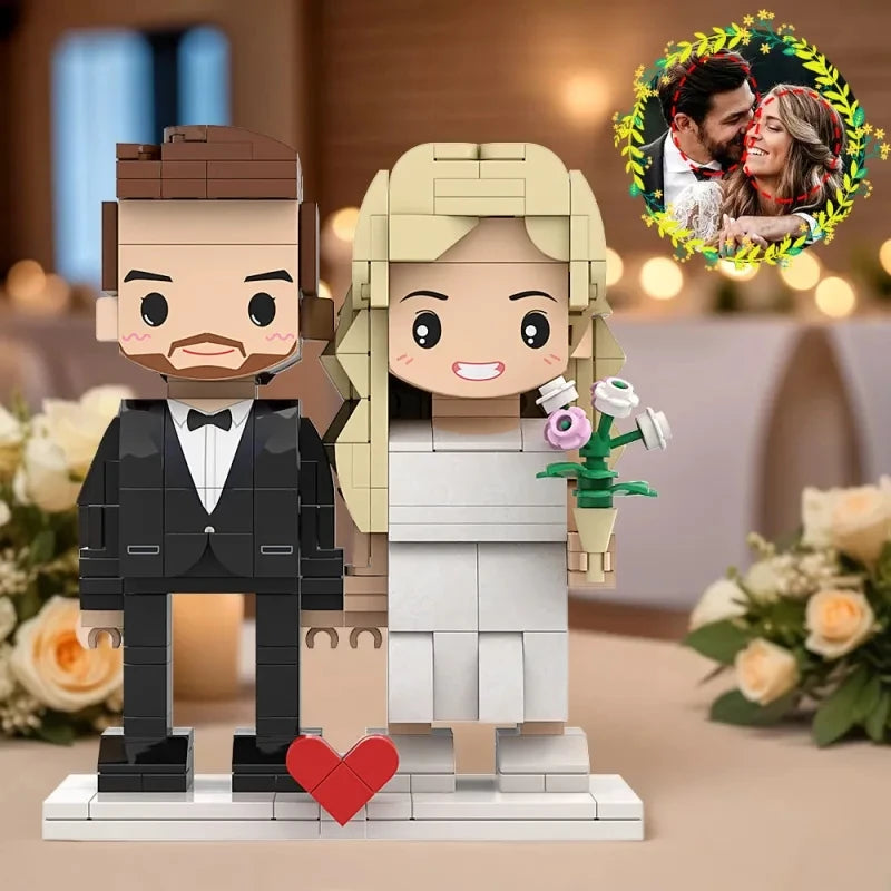 Just Perfect Wedding Dress And Suit For Bride And Groom Customizable Round Head 2 People Custom Brick Figures Wedding Character