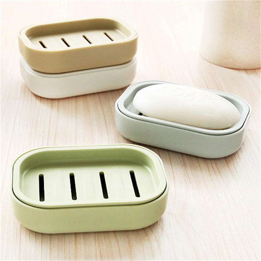 Double Layer Soap Dish Bathroom Dish Plate Case Plastic Drain Soap Box Home Travel Soap Holder Container Portable Soap Rack
