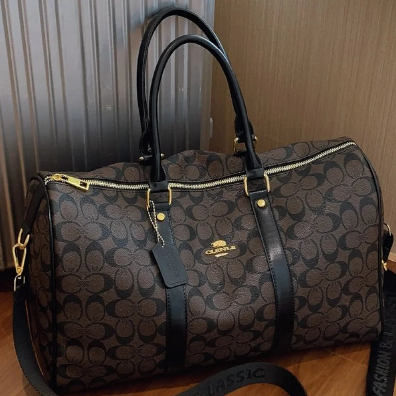 Weekend Getaway Large Duffle Travel Bag, Monogram Canvas Carry On Bag for Business Trip Gym Overnight