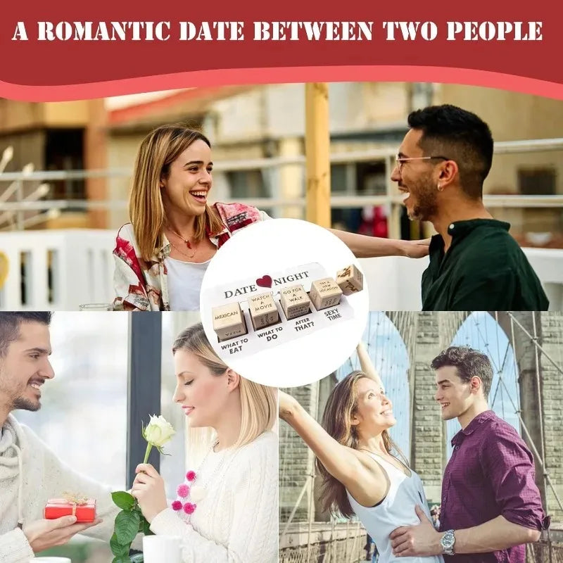 Night Dice Game Wood Couple Date for Valentine's Day Date Night Dice Wooden Date Night Ideas Game Dice with Storage Bag Romantic